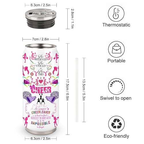 YOPIGOT Cheerleader Tumbler Cup,Cheer Gifts For Girls Women,Cheerleading Mug,Cheerleading Gift for Girls Teen Birthday Christmas Gifts for Cheer Coach Friend Besties Stainless Steel Tumblers 17oz thumbnail 3