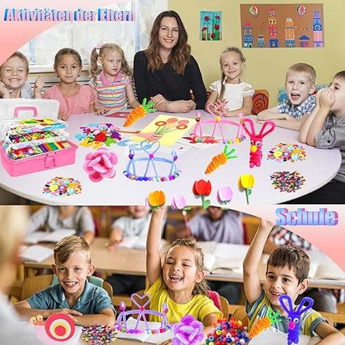 zycBernoi 3000+ Pcs Arts and Crafts Supplies for Kids - Kids Craft kit for Boys & Girls - Craft Box Gift for Ages 4-6, 6-8, 8-12 - Pink thumbnail 5
