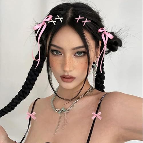 Mini Hair Bows for Women Girls Cute Hair Clips Small Alligator Long Tail Hair Ribbon Accessories -3 Styles -36P - Black White Pink thumbnail 5