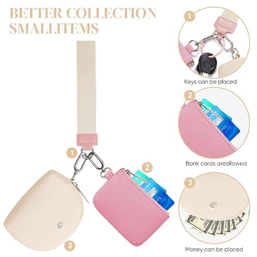 KeyChain Wallet Wristlet Wallets For Women Mini Zip Dual Pouch Wristlet thumbnail 5