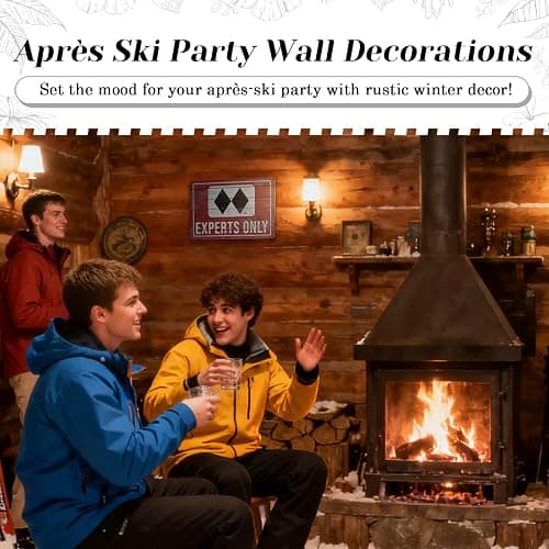 HYBLOM Vintage Expert Only Double Black Diamond Ski Warning Sign - Ski Lodge, Cabin Decor, Winter Party Decorations, and Skier Gifts Metal Tin Sign 12x8 Inch thumbnail 4