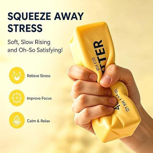 2-Pack Butter Squishy Stress Toy,2026 New Soft Novelty Toy,Realistic Butter Stick Fidget, Slow Rising Soft Squeeze Toy for Adults Stress Relief & Anxiety Relief (2PCS Yellow Butter 01) thumbnail 3