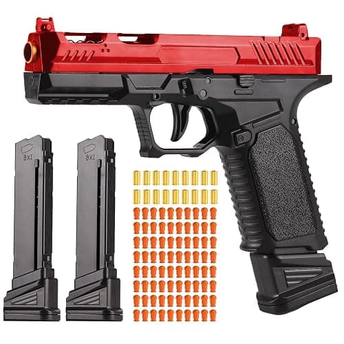 Toy Gun - Stress Shot Toy Gun with Semi-Automatic Mode, Red and Black - Image 1