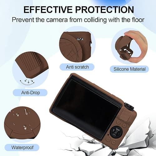 Case with Removable Lens Cover for Canon G7X Mark II/G7XII Camera(Brown) | Soft Silicone Camera Protective Case,Slim Fit,Anti-Scratch,Dustproof,Shockproof,Camera Accessories,For Travel,Daily Use thumbnail 2