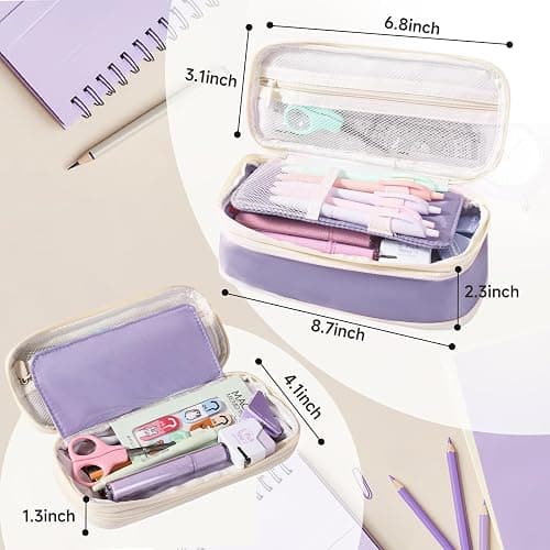 Janhavi Initial Large Capacity Premium Oxford Cute Aesthetic Pencil Case Pouch Bag Special School Supplies Colored Stationery Organizer Gifts for Girls, Women, Adults thumbnail 3