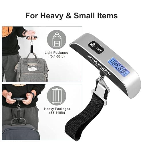travel inspira Luggage Scale, Portable Digital Hanging Baggage Scale for Travel, Suitcase Weight Scale with Rubber Paint, 110 Pounds, Battery Included thumbnail 4