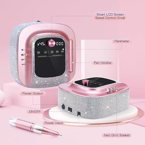 HNHFTT 2-in-1 UV LED Nail Lamp & Nail Drill, Professional Rechargeable Nail Dryer, Led Nail Lamp with LCD Display & Auto Sensor, 45000 RPM Electric Nail Drill Machine, Designed for Salon, Home thumbnail 7