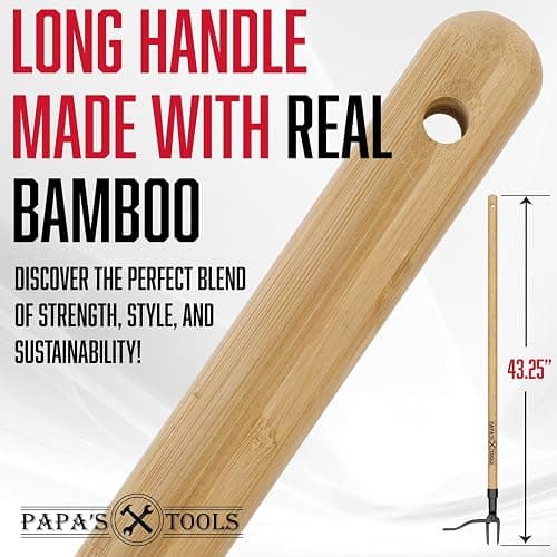 Papa's Tools Weeder - Stand Up Weed Puller Tool Made with Long Wooden Handle - Real Bamboo & 4-Claw Steel Head - Easily Remove Weeds Effortlessly Without The Need to Tug, Bend, Or Flex, thumbnail 7