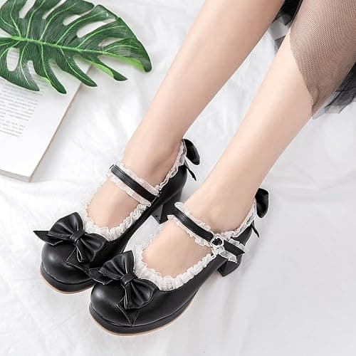 LUXMAX Women Kawaii Mid Block Heel Mary Jane Rockabilly Pumps with Bow Platform Chunky Heel Cute Sweet Shoes thumbnail 8