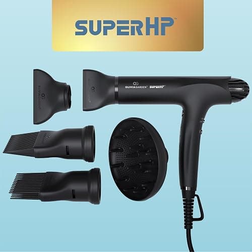 Olivia Garden 1875W SuperHP Professional Hair Dryer for All Hair Types - Quiet, Fast Drying Blow Dryer - Powerful Ionic Generator - 5 Attachments, Including 2 Comb and 1 Diffuser Attachments thumbnail 5
