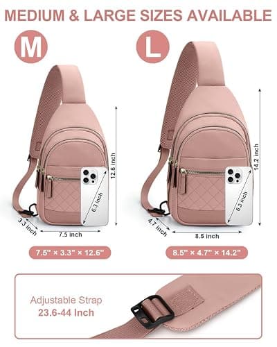 Capolo Sling Bag for Women Men Waterproof Crossbody Bags for Women Trendy Casual Fanny Pack with Convertible Shoulder Strap Chest Bag for Travel Hiking(Pink, Medium) thumbnail 3