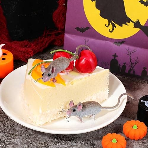 JOINPAYA 5Pcs Realistic Fake Rats, Mice Figurines Animal Mouse Prank Prop | Mini Flocked Plush Rats Toys for Indoor Halloween Ornaments, Practical Jokes, or Engaging Kitten Activities, Gag Gift Setups thumbnail 8