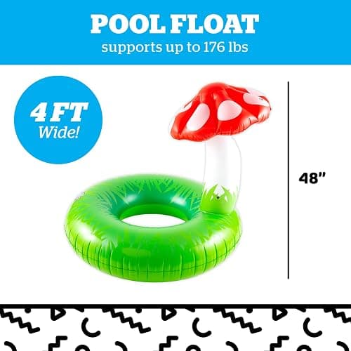 BigMouth Inc Giant Mushroom Pool Float, Large Inflatable Swim Ring with Canopy, Novelty Lounger for Pool Parties and Outdoor Summer Fun thumbnail 3