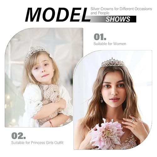 Tihebax Tiaras Crowns Headbands for Girls Women 10 Pcs Small Silver Princess Tiara Bulk Crown Tiaras Rapunzel Crowns for Wedding Birthday Crystal Tiara for Prom, Bride, Pageant, Halloween thumbnail 5