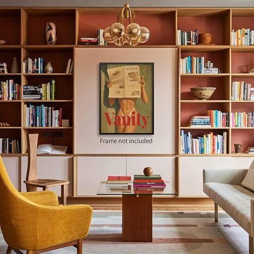 YYS Fashion Hot Girl Reading Newspaper Wall Art 70's Vintage Poster Bikini Canvas Prints Sexy Woman Picture Artwork for Living Room Bedroom Apartment Decor Aesthetics 11X14 inch Unframed thumbnail 3