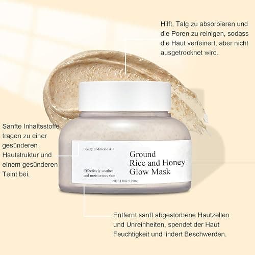 Rice Beauty Mask,Gesichtsmaske Reis & Honig, Nährende Maske Beauty, Reis Clay Mask deckt die Hautpflege ab, zum Reparieren Sie die Hautbarriere,Feuchtigkeitsspendend,Straffende Haut,Für Alle Hauttypen thumbnail 6