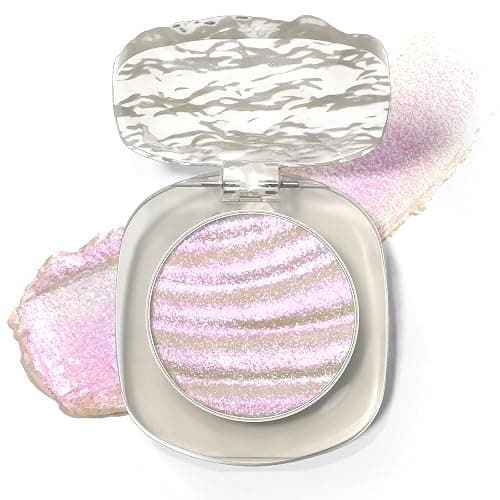 HOSAILY Chameleon Holographic Highlighter Palette, Multichrome Cream Multi-use Eyeshadow Shifting Sparkling Color Shifting Inner Corner Eye Highlighter Brightener for Mermaid Makeup&03 Pink Purple - Image 1