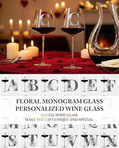 Physkoa Personalized Wine Glass – Custom Initial Monogram Gift for Women, Perfect Birthday & Mother’s Day Gift for Mom, Wife, Sister, Best Friend, Etched Dishwasher Safe (Letter C) thumbnail 6