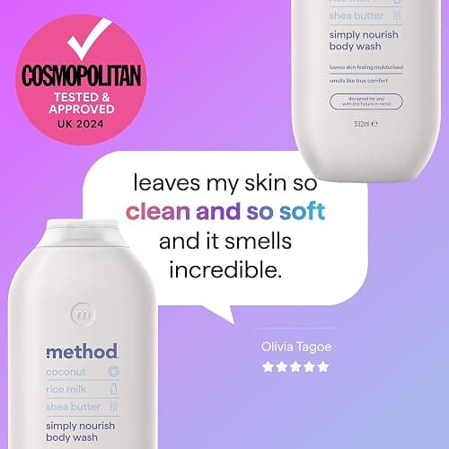 Method Body Wash, Simply Nourish, Shower Gel, Coconut, Rice Milk And Shea Butter Scent, Pack of 1, 532ml thumbnail 5