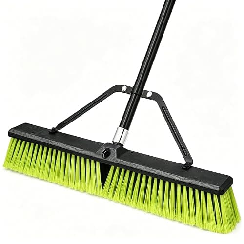 TidyBliss 24” Wide Push Broom Outdoor Heavy Duty with 63” Long Handle | 6 Layers Stiff Bristles Brush, Convenient Storage, Commercial, for Garage Shop Garden Yard Patio Deck Street Warehouse Lawn - Image 1