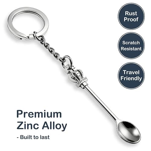 Demearly 8 Pack Metal Small Keychain Spoon with Split Key Ring, Mini Powder Spoons for Home, Kitchen, Medicine, Pill Bottle Craft (Crown, Multicolor) thumbnail 3