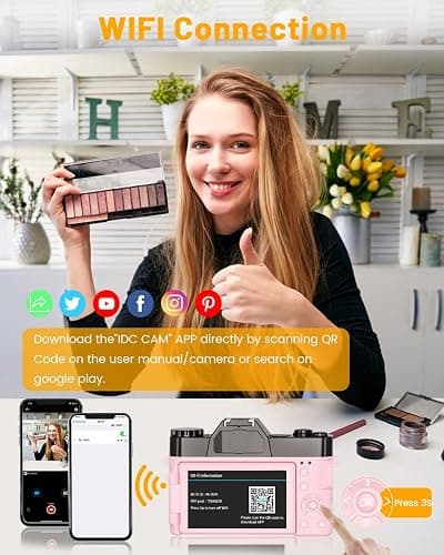 VJIANGER 4K Digital Camera, Vlogging Camera with WiFi & Flip Screen | 16X zoom, 52mm lens, flip screen for YouTube, travel and beginners, includes 32GB SD card thumbnail 5