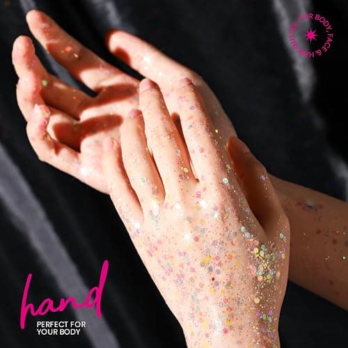 Teenitor Body Glitter, Face Glitter, White Glitter, 80g/2.8oz Face Body Glitter, Hair Glitter Gel, Rave Glitter, Mermaid Makeup Glitters for Kids thumbnail 5