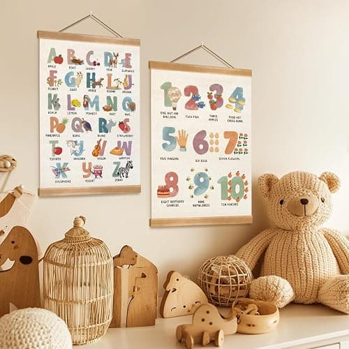 ZTGDA Cute Alphabet Numbers Poster Set of 2, Alphabet Numbers Wall Art, ABC Banner Poster, Wall Hanging Decor for Toddler Room Playroom Nursery Wall Classroom Decor 12x16In(ABC+123) thumbnail 5