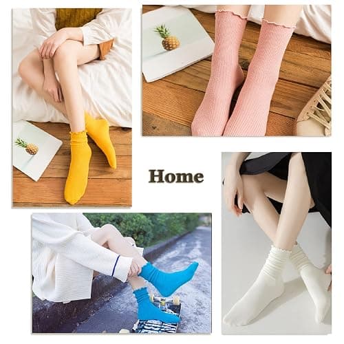 Flydo Ruffle Socks Women Cotton Socks Cute White Socks for Women Girls Lettuce Edge Socks Women Frilly Low Socks 5-10 Pack thumbnail 4
