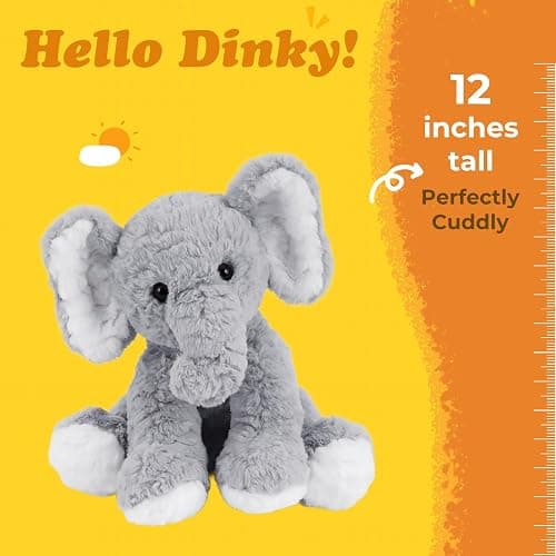 Mikee Fluffie Elephant Stuffed Animals Soft Plush Toy for Baby Girls Boys,12" Grey Soft Small Stuffed Elephant Huggable Gifts for Birthday thumbnail 6
