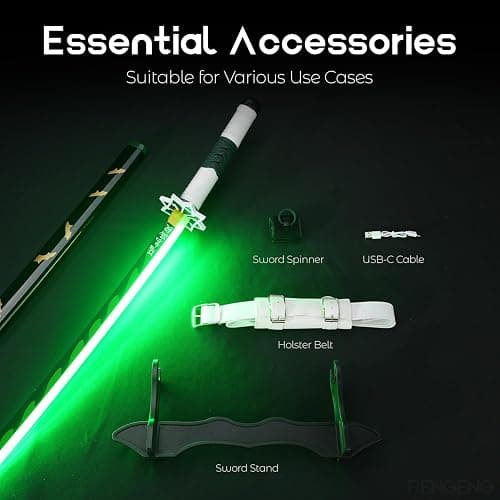 RENGENG Light Up Sword, 40 Inches Rechargeable Plastic Replica with Belt & Stand, Sword with Original Texture thumbnail 5