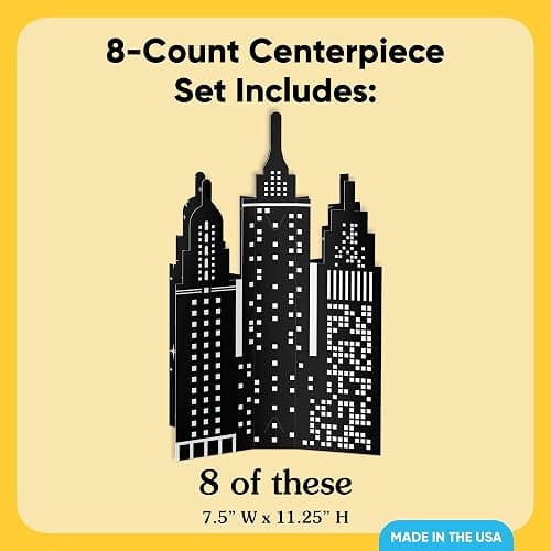 Big Dot of Happiness 3D Nighttime City Skyline Centerpiece Table Decorations, Freestanding New York Party Decor, Prom or Birthday Party Centerpieces - 8 Count thumbnail 4
