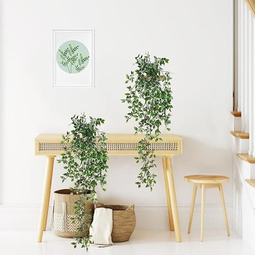 BLEUM CADE Fake Hanging Plants, 2pcs Artificial Hanging Potted Plant, Faux Mandala Vines Hanging Plant Greenery for Wall Shelf Home Living Room Indoor Outdoor Decor thumbnail 6