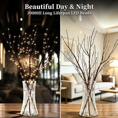 Lighted Brown Branches Lights Plug in with Timer 33IN 180 LED Lights, Twinkling Light Up Tree, DIY Flexible Willow Branches for Christmas Room Vase Decoration,Bedroom, Wedding, Party(Vase Excluded) thumbnail 9