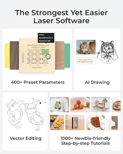 xTool S1 20W Laser Engraver and Cutter Machine with Air Assist & Honeycomb, 23.93" x 15.16" Bed Size, Beginner-Friendly, Laser Engravering Machine for Wood and Metal, Acrylic, etc. - Basic Bundle thumbnail 4