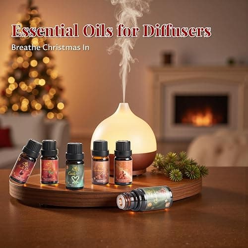 Christmas Essential Oil Set | 6 Pack Holiday Fragrance Oils for Diffuser, Candle Making | Christmas Tree, Spice, Gingerbread, Apple Cider, Candy, Cranberry | Aromatherapy Gift Set for Home & Women thumbnail 5