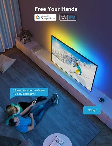 Govee TV LED Backlight,RGBIC Smart LED Strip Lights for 70-80 inch TVs, Bluetooth and Wi-Fi Control, Works with Alexa & Google Assistant, Music Sync, 99+ Scene Modes, Adapter thumbnail 3