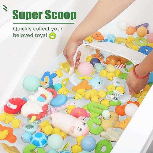Ligereza Quick Scoop Baby Mesh Bath Toy Storage, 2x Capacity & Large Opening Bath Toy Organizer Baby Bath Gift Bathtub Toy Holder, Toy Storage For Toddlers (White) thumbnail 3