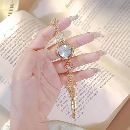 Gosasa Vintage Gold Watch for Women Hollow Four Leaf Chain Bracelet Dainty Small Ladies Dress Quartz Watch Waterproof Luxury Gift thumbnail 6