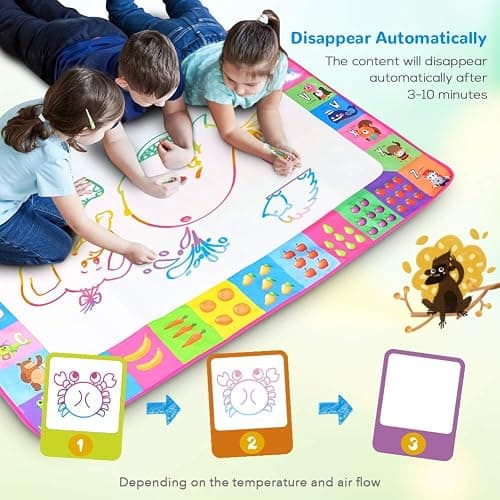 Water Doodle Mat - Kids Painting Writing Doodle Toy Board - Color Doodle Drawing Mat Bring Magic Pens Educational Toys for Age 3 4 5 6 7 8 9 10 11 12 Year Old Girls Boys Age Toddler Gift (Pink) thumbnail 4