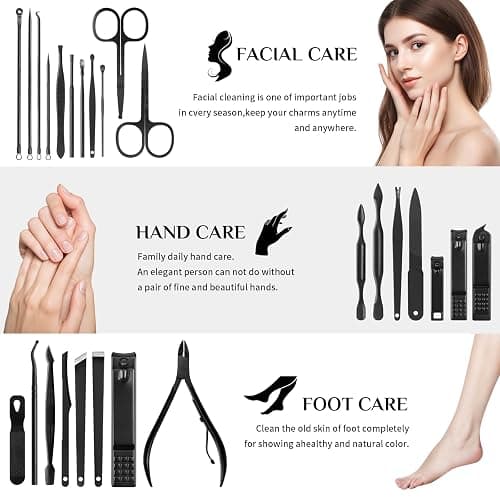 MINKINH Manicure Set Professional Nail Clipper Kit-26 Pieces Stainless Steel Manicure Kit,Nail Care Tools with Luxurious Travel Case Nail Grooming Kit Present for Men Husband Boyfriend Parent thumbnail 3