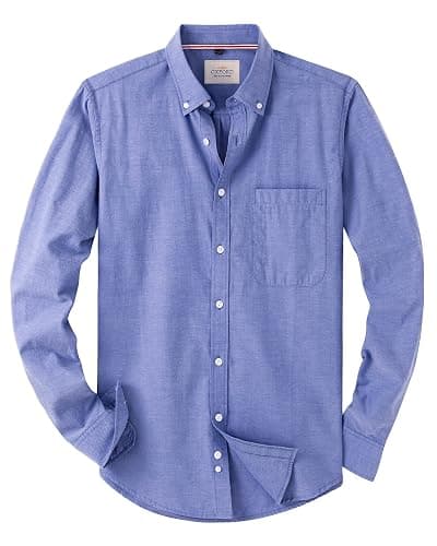 Alimens & Gentle Mens Solid Oxford Shirt Long Sleeve Dress Shirt Work Casual Button Down Shirts with Pocket - Image 1