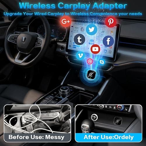 Mini Wireless CarPlay Adapter for iPhone,2 in 1 for Apple Carplay and Android Auto Adapter,Convert Wired to Wireless, Plug & Play, USB to USB-C/Type-C thumbnail 2