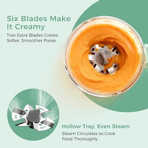 Momcozy AutoMeal Baby Food Maker – One-Step Auto Steam & Blend Food Processor, 15oz Large Cup & 6-Blade Design, Self-Cleaning, Auto 3-Stage Texture Settings for Effortless Homemade Baby Puree thumbnail 5