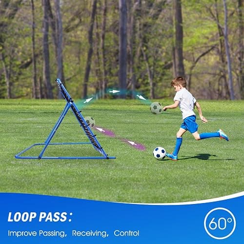 Winthai Soccer Rebounder Net, Quick-Switch Angle Dual-Sided/Dual/Three Mode Easy Setup Soccer Goal Rebounder for Control, Passing Practice, Soccer Training Gifts Aids & Equipment for Kids,Teens&Adults thumbnail 6
