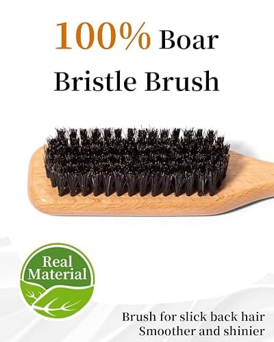 100% Boar Bristle Hair Brush & Hair Wax Stick Set, Soft Bristle Hair Brush for Fine to Medium Hair of Women & Men, Slick Back Hair Brush for Balance Hair Oil, Wax Sticks for Hair Smooth Frizz & Flyaways thumbnail 2