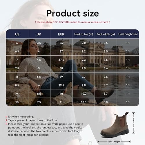 Cestfini Outdoor Chelsea Hiking Boots For Women | Slip-on lightweight design, water-resistant, non-slip, cushioned comfort for all-day wear thumbnail 6