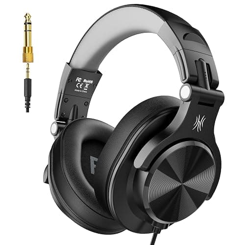 OneOdio A71D Wired Over-Ear Headphones, Studio Monitor Headsets, Hi-Res DJ Stereo Headphone with Foldable Design, 3.5/6.35MM Plug for AMP Recording Podcast Mixing PC Guitar - Black - Image 1