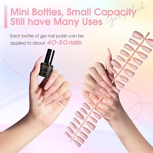 ROSALIND 30pcs Gel Polish Set, 26 Colors Pastel Pink Gel Nail Polish | with 4Pcs Base Gel Top Coat, Red Pink Orange Blue Four Seasons Colors, Soak Off UV Gels Nail, Gift for Women thumbnail 4