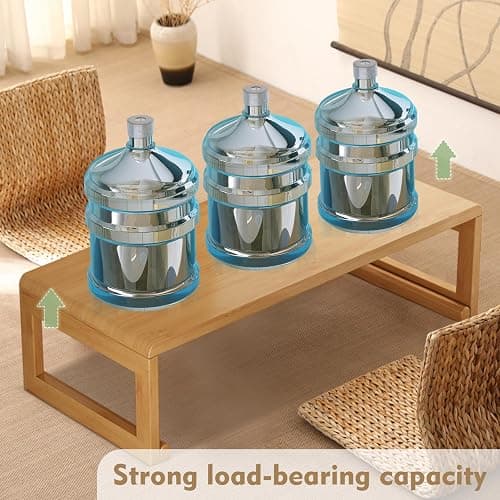 rzoizwko Japanese Floor Table Tea Table Low Coffee Table Bamboo Versatile Folding Design for Tatami Home,Office,Living Room (Original Wood Color, 47.24" Dx 19.68" W x11.8 H) thumbnail 5